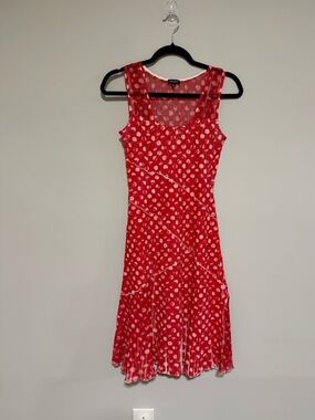 Komarov Red Polka Dot Sleeveless Midi Dress Size XS Resort Party Classic